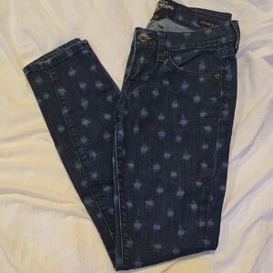 Lucky Brand Blue Skinny Jeans with Playful Pattern